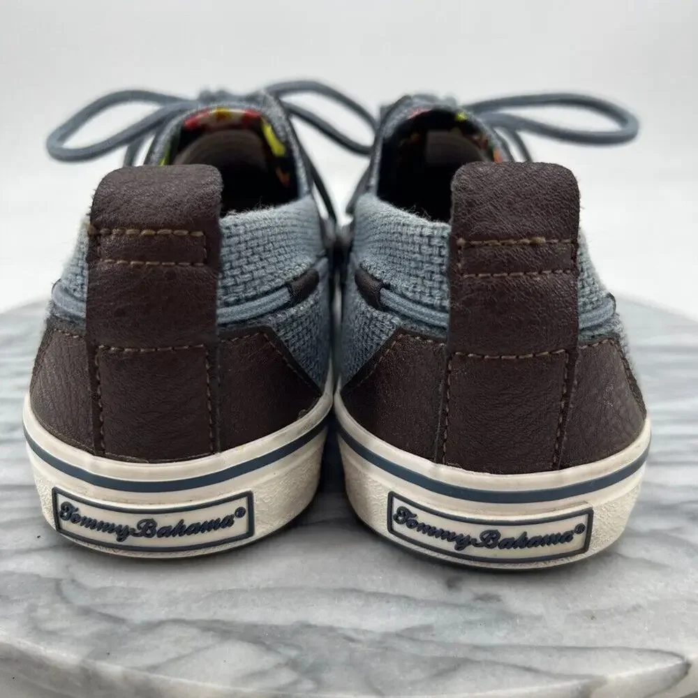Tommy Bahama Mens 9.5 Boat Shoes Blue‎ Brown Sandrino Sneakers Lace Up TB7F10147